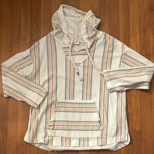 Striped Baja Hoodie with Front Pocket size medium